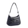 Nas Bag Kadın Omuz ve Çapraz Baget Çanta Siyah Kroko ( 28x17  cm)