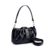 Nas Bag Kadın Omuz ve Çapraz Çanta Çift Askılı Siyah  Krşk Rugan  (24x18cm)