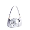Nas Bag Kadın Omuz ve Çapraz Çanta Çift Askılı Gümüş Krşk Rugan  (24x18cm)