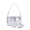 Nas Bag Kadın Omuz ve Çapraz Çanta Çift Askılı Gümüş Krşk Rugan  (24x18cm)