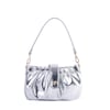 Nas Bag Kadın Omuz ve Çapraz Çanta Çift Askılı Gümüş Krşk Rugan  (24x18cm)