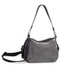 Nas Bag Kadın Omuz ve Çapraz Çanta Çok Gözlü Şık Tasarım (28x18 cm) Siyah Gümüş Taşlı