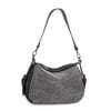 Nas Bag Kadın Omuz ve Çapraz Çanta Çok Gözlü Şık Tasarım (28x18 cm) Siyah Gümüş Taşlı