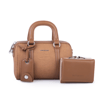 Nas Bag Kadın Premium Mini 2li set El Omuz ve Çapraz Çanta ile Cüzdan Seti Taba 
