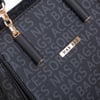 Nas Bag Kadın Sade ve Şık El ve Omuz Çantası Siyah Yazılı  (Ölçüsü:24x21x16)