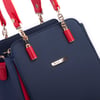 Nas Bag Kadın Sade ve Şık El ve Omuz Çantası Lacivert Kırmızı  Lacst  (Ölçüsü:24x21x16)