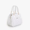 Nas Bag Kadın Sade ve Şık El ve Omuz Çantası Beyaz  Yazılı  (Ölçüsü:24x21x16)