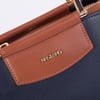 Nas Bag Kadın Şık Zincirli El ve Omuz Çantası Midiboy Lacivert Taba Liza  27x 19 cm 