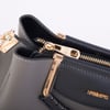 Nas Bag Kadın Şık Zincirli El ve Omuz Çantası Midiboy Gri Siyah Long   27x 19 cm 