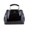 Nas Bag Kadın Şık Zincirli El ve Omuz Çantası Midiboy Siyah Rugan  27x 19 cm 