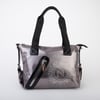 Nas Bag Kadın Taşlı Fermuarlı Şık Omuz Çantası ve Ayarlanabilir Askılı Gri Simli(33x30x12 cm)