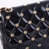 Nas Bag Kadın Taşlı Zincirli Şık Kapitone Çapraz Çanta Siyah Rugan  ( 21x12 cm )