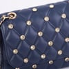 Nas Bag Kadın Taşlı Zincirli Şık Kapitone Çapraz Çanta Lacivert  ( 21x12 cm )