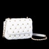 Nas Bag Kadın Taşlı Zincirli Şık Kapitone Çapraz Çanta Beyaz  ( 21x12 cm )