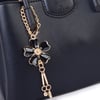 Nas Bag Mini Çiçek Charmlı Kadın  Şık El ve Çapraz Çanta (en 25 cm ;boy 22 cm ) Siyah