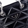 Nas Bag Mini Kadın Zincirli Kapitone El ve Çapraz Çanta 1305 Siyah Krsk Rugan (19x19) 
