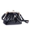 Nas Bag Mini Omuz ve Çapraz Vintage Burslu Çanta (23x15 cm)  Siyah Rugan