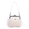Nas Bag Mini Vintage Burslu Klipsli Kadın Omuz ve Çapraz Çanta Krem Victoria ( 20x17 cm)