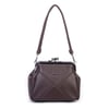 Nas Bag Mini Vintage Burslu Klipsli Kadın Omuz ve Çapraz Çanta Kahve Victoria  ( 20x17 cm)