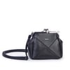 Nas Bag Mini Vintage Burslu Klipsli Kadın Omuz ve Çapraz Çanta Siyah Lopez  ( 20x17 cm)