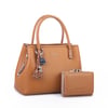 Nas Bag Premium 2li set Çanta El Omuz ve Çapraz Çanta Cüzdan Taba