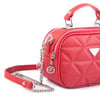 Nas Bag Zincirli Kapitone Çift Gözlü El ve Çapraz Çanta Kırmızı Dona ( 21x16 cm )