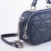 Nas Bag Zincirli Kapitone Çift Gözlü El ve Çapraz Çanta Lacivert  Dona ( 21x16 cm )