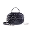 Nas Bag Zincirli Kapitone Çift Gözlü El ve Çapraz Çanta Siyah Krşk Rugan ( 21x16 cm )