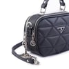 Nas Bag Zincirli Kapitone Çift Gözlü El ve Çapraz Çanta Siyah   Dona ( 21x16 cm )