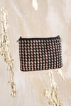 Black and Beige Elegant Checker Clutch