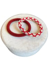 Knitted Handmade Bracelet, Set of 2 Burgundy & White Diamond 
