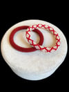 Knitted Handmade Bracelet, Set of 2 Burgundy & White Diamond 