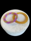 Knitted Handmade Bracelet, Set of 2 Gold  & Purple Helix 