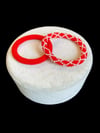 Knitted Handmade Bracelet, Set of 2 Red & White Diamond 