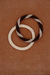 Knitted Handmade Bracelet, Set of 2  White & Brown 