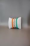 Knitted Handmade Bracelet, Set of 3 Spring flowers Green & Orange