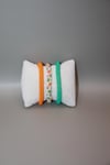 Knitted Handmade Bracelet, Set of 3 Spring flowers Green & Orange