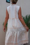 Mandarin Collar, Sleeveless Summer Dress