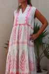 Mandarin Collar, Sleeveless Summer Dress