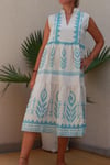 Natural Spike Design, V neck Linen Dress