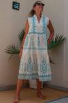 Natural Spike Design, V neck Linen Dress