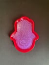 The Hand of Hamsa Tray, Handmade Epoxy, Red & Purple