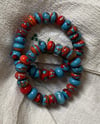 Turquoise and Orange Handmade Murano Bracelet