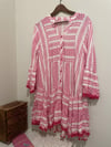 Women's Casual Midi Dress Pink & White