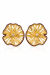 Bordo Gold Çiçek Formlu Taş Detaylı Küpe