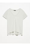 3470 V Yaka Basic T-shirt-gri