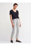 3470 V Yaka Basic T-shirt-gri