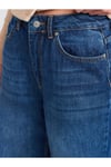 71784 Dökümlü Kumaş Geniş Denim Pantolon-Lacivert