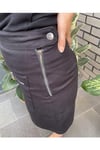 BebePlus 28518 Kadın Fermuar Cepli Etek Siyah