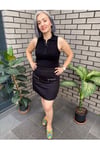 BebePlus 28518 Kadın Fermuar Cepli Etek Siyah